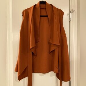 Plus Size Collared Vest with Belt Cardigan Shawl Casual